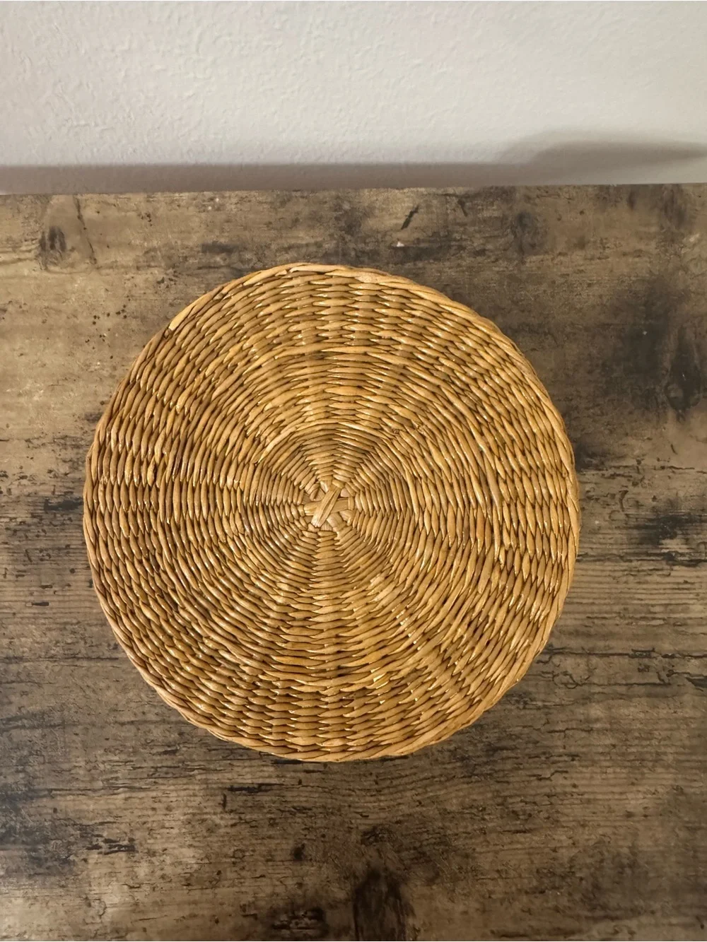 Vintage Wicker Sewing Basket with Quilt Top Lid